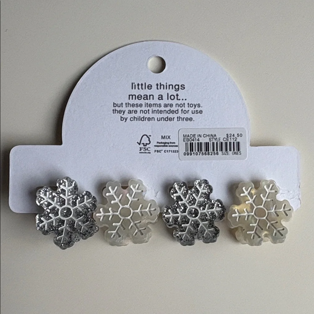 J Crew / CrewCuts mini snowflake hair clips set-of-four NWT
